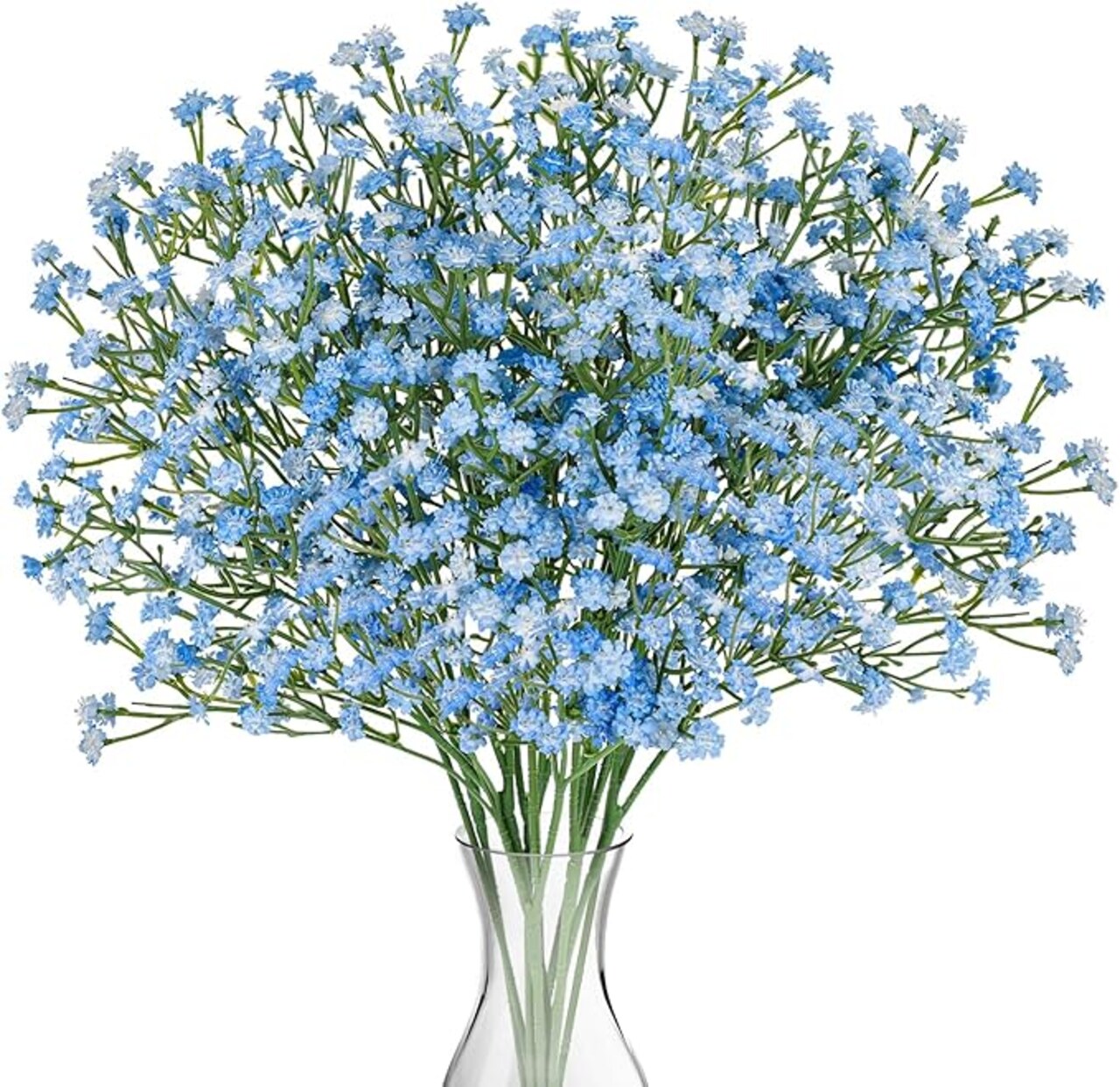 Babys Breath Artificial Flowers Bulk, 10Pcs Blue Fake Gypsophila Bouquet Flowers Real Touch Faux Babies Breath Arrangement for Wedding Floral Party Home Centerpieces Vase Decoration, Blue